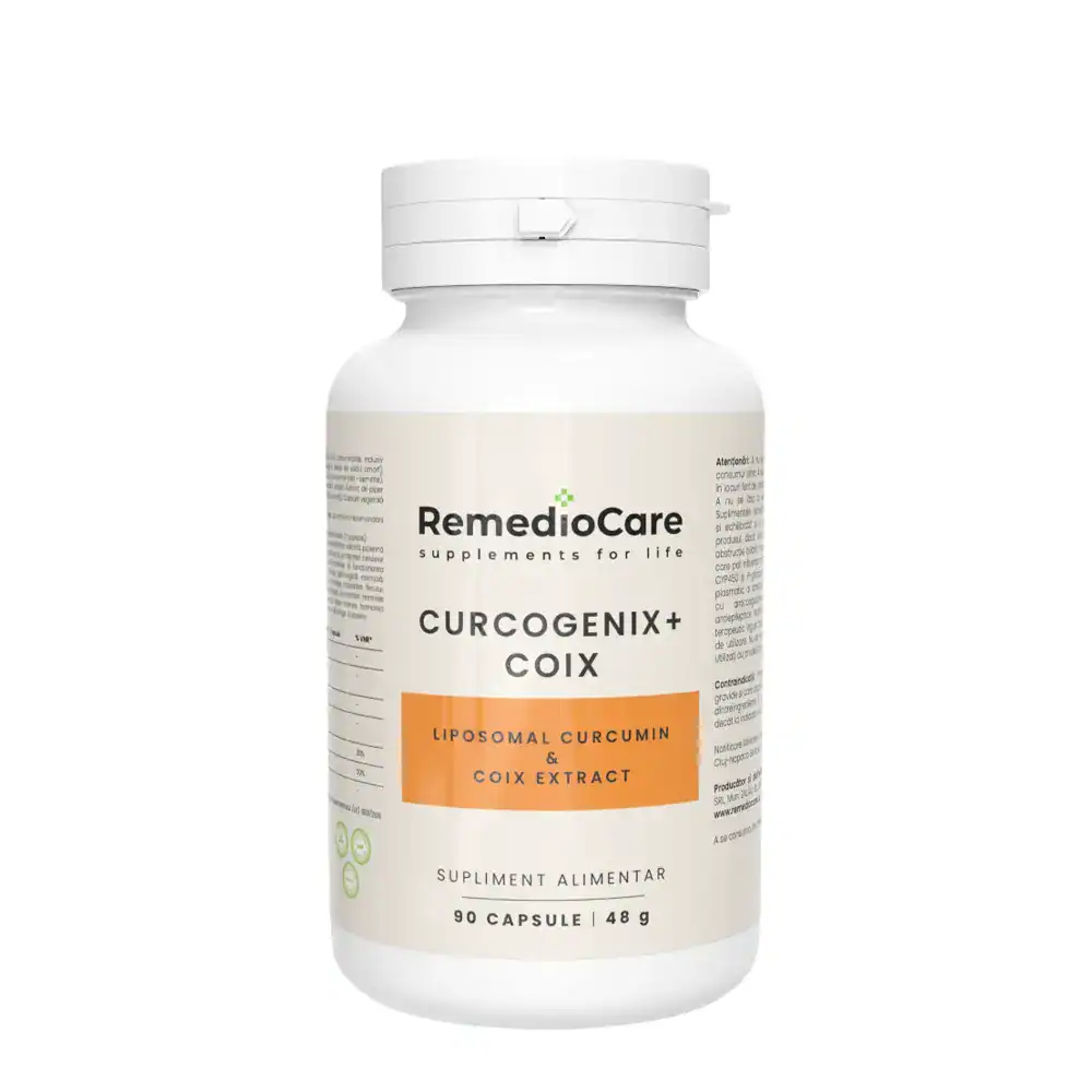 Curcumină lipozomală Coix cu quercetină și vitamine, Curcogenix RemedioCare